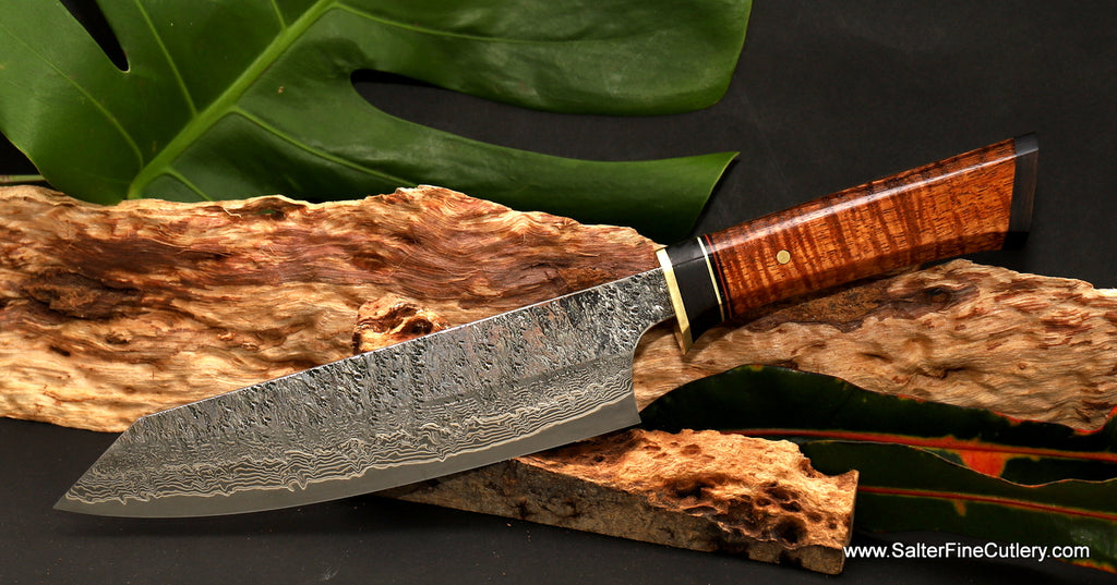 Chef knife from our new VillageForge design collection of luxury chef knives by Salter Fine Cutlery