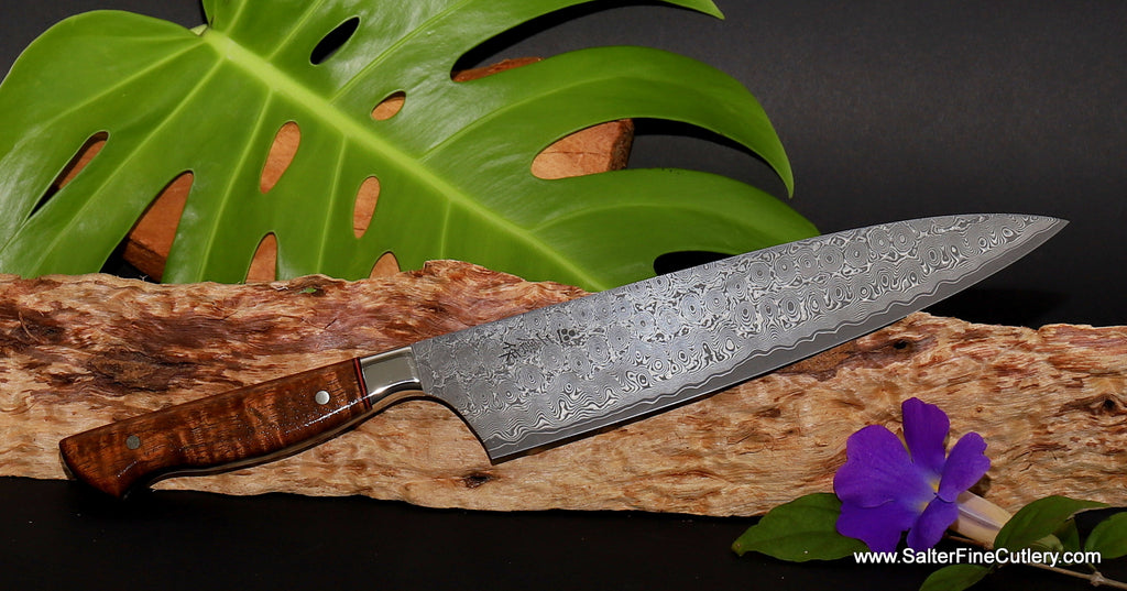 240mm chef knife Charybdis series full-tang version with stainless steel bolster luxury kitchen knives individually hand-forged exclusively for Salter Fine Cutlery