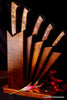 Custom order chef knife set in the original fan stand as designed by Salter Fine Cutlery