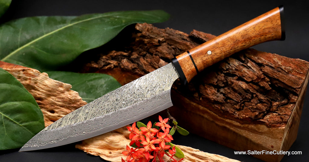 155mm Raptor utility knife with all wood decorative handle by Salter Fine Cutlery