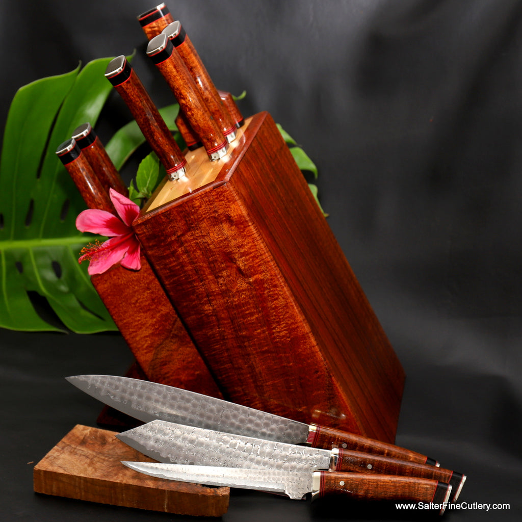 9-piece chef knife set in knife block by Salter Fine Cutlery of Hawaii