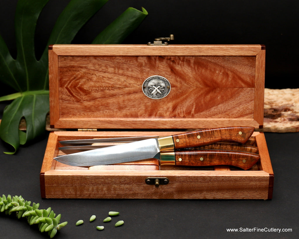 4-piece steak knife set Classic-Clad series in open keepsake box Luxury tableware by Salter Fine Cutlery Hawaii