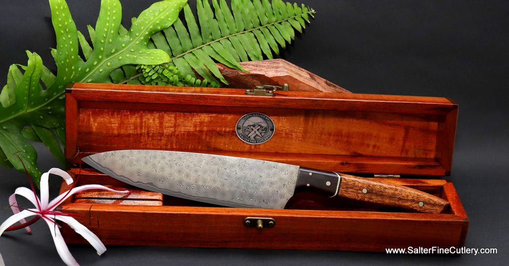 Hand-forged stainless steel All purpose chef knife with handcrafted keepsake box Salter Fine Cutlery