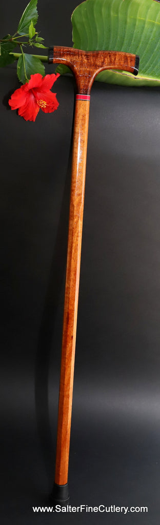 Cane 34.5 inches mens handcrafted by Salter Fine Cutlery  and custom woodworking of Hawaii