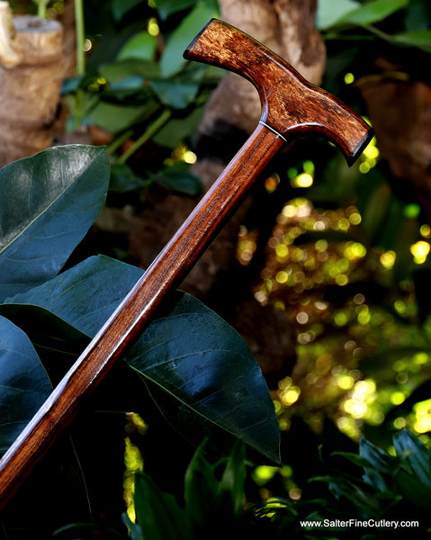 Handcrafted curly Hawaiian koa wood cane by SalterFineCutlery and custom woodworking