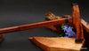 Mens Handcrafted curly koa wood cane 36-inch with custom requested black and blue accents from Salter Fine Cutlery