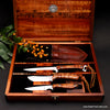 3-piece outdoorsmans knife set with truesse sheath in keepsake box by Salter Fine Cutlery