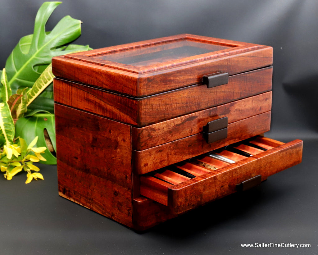 Pen Box to hold 50 pens in 5 layers by Salter Fine Cutlery and custom woodworking