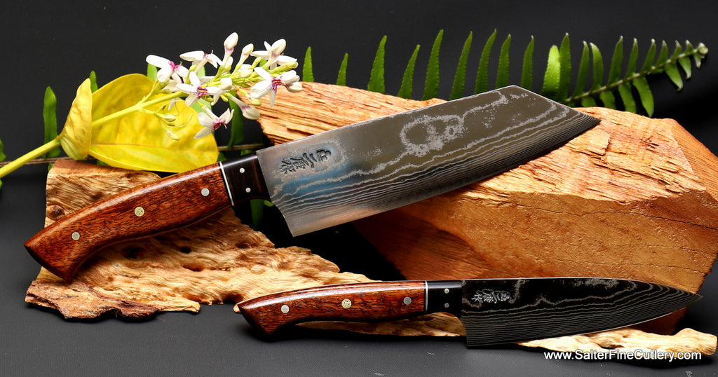 Kanji Damascus Knife Set - Japanese Damascus Kitchen Chef Knives