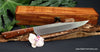 240mm Carving knife with polished finish and curly Hawaiian koa wood handle in Keepsake box from Salter FineCutlery ofHawaii