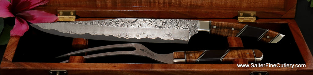 270mm Carving knife with fork and presentation box hand-forged luxury tableware and kitchen tools from Salter Fine Cutlery