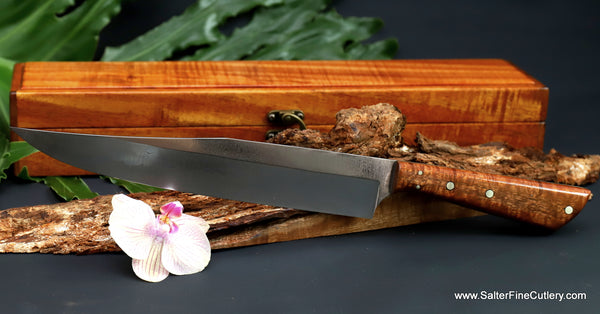 Carving knife 240mm polished modern style with keepsake box from Salter Fine Cutlery luxury tableware