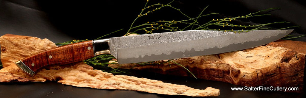Stainless Gingami3 hand-forged steel Charybdis full tang 270mm carving knife exclusively from Salter Fine Cutlery