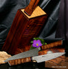 Chef knife set custom hand-forged kitchen knives in block stand by Salter Fine Cutlery of Hawaii