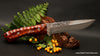 155mm hunting knife Raptor design series with scalloped curly Hawaiian koa wood handle by Salter Fine Cutlery of Hawaii