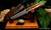 Collectible handforged Japanesedamascus hunting knife and stand 