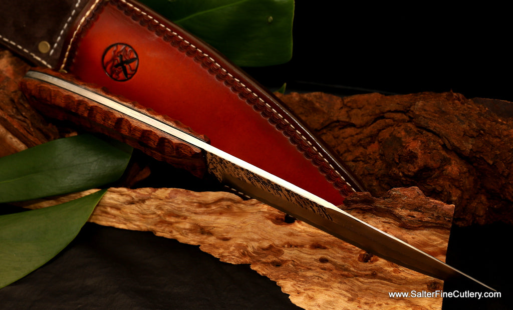 Spine view custom handmade hunting knife from Salter Fine Cutlery of Hawaii