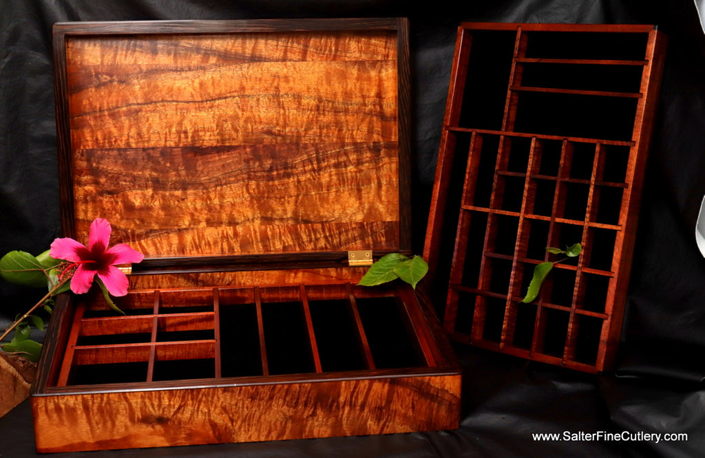Men's XL-Plus Jewelry Box with added custom design features by Salter Fine Cutlery of Hawaii