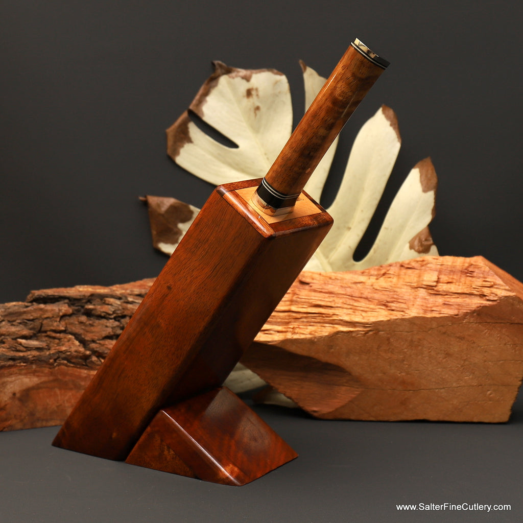 Modern and tradition in a luxury small knife block to hold one knife from Salter Fine Cutlery of Hawaii
