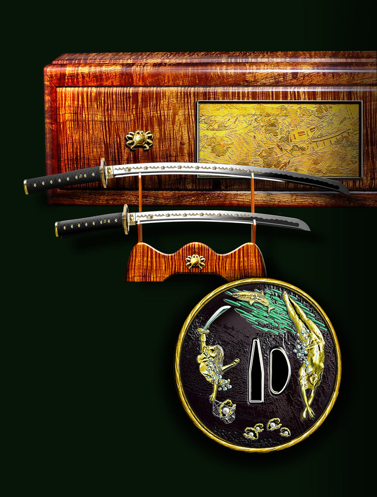 Drawing of concept sword and box for Robb Report Ultimate Gift Guide